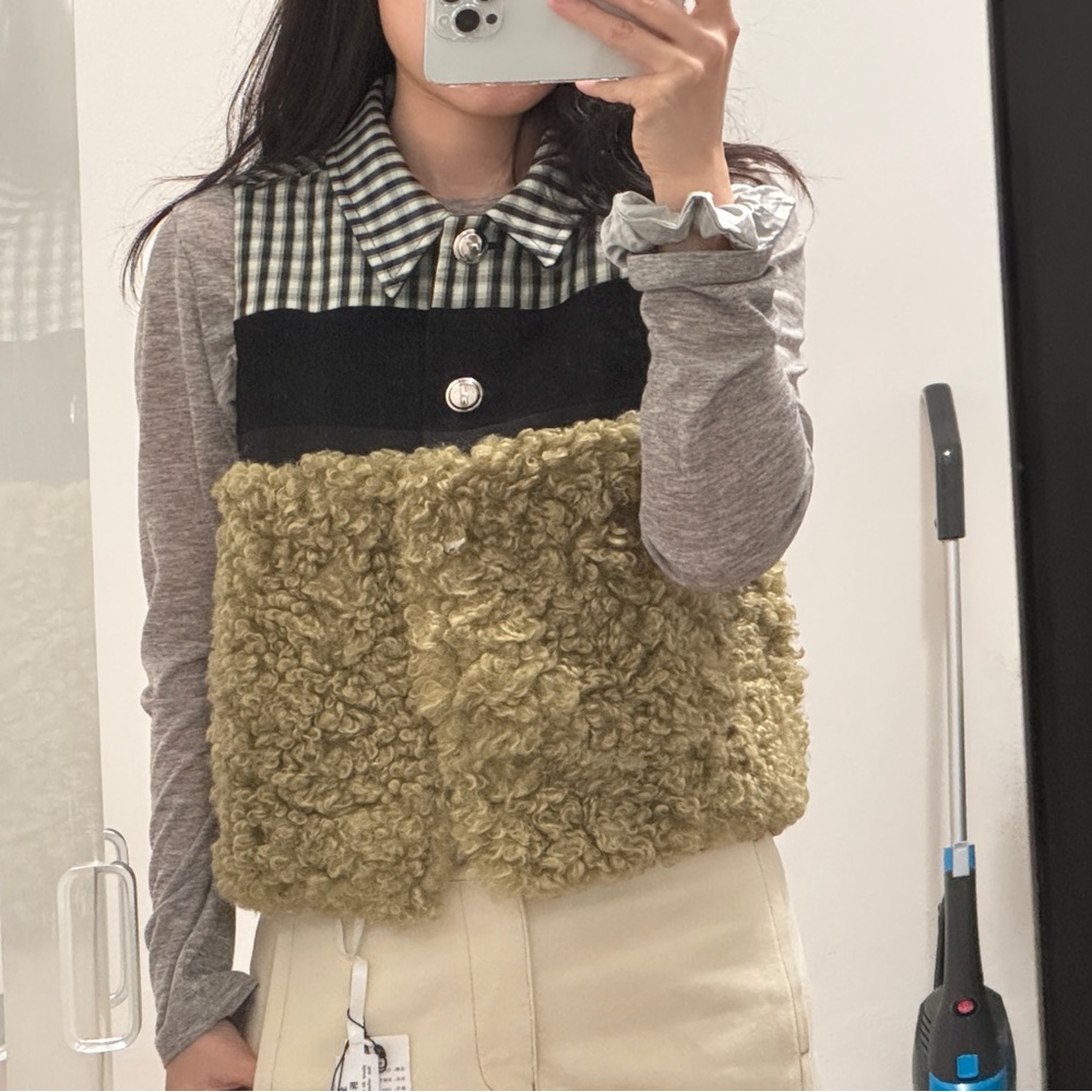 Stylish Olive Green and Black Women's vest Jacket